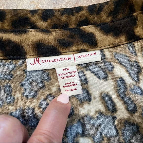 JM Collection Woman Leopard Jacket Top Snap Buttons - Picture 3 of 8
